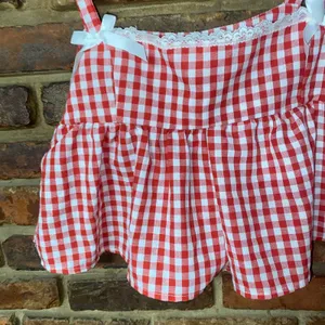 NWT Shein Mod Red Gingham Plaid Bow Lace Crop Tank Top Women's Size 2 XS thumbnail 4
