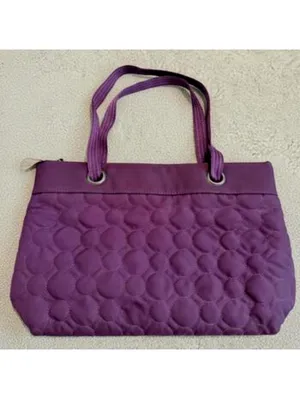 Thirty One Purple Quilted Circles Tote Bag Large Shoulder Purse thumbnail 2