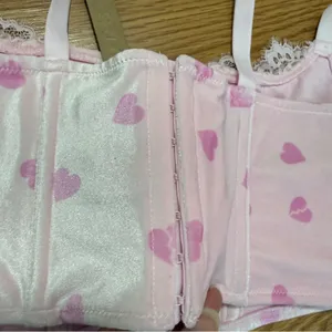 Skims Pink Heart Velvet Lace Corset Top Large NWT Valentine Y2K thumbnail 5