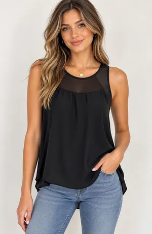 Chic Banana Republic Women's XS Semi Sheer Elegant Black Sleeveless Top thumbnail 1