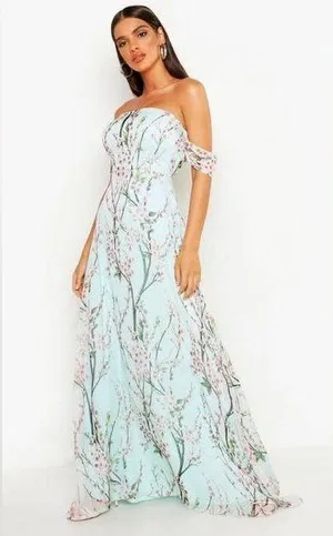 Jessica off shoulder floral maxi thumbnail 1