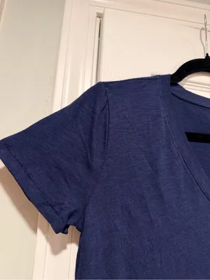 NWOT Madewell Size XS Navy Blue V Neck Short Sleeve Slub Cotton Tee Shirt thumbnail 3