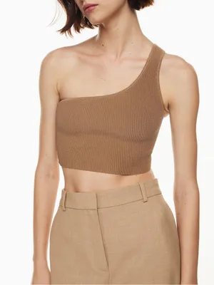 Aritzia Babaton Neutral Sculpt Knit One Shoulder Tank Top Women’s Size Medium thumbnail 1