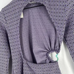Zara Shift Dress Womens‎ Small Purple Stretch Geometric Cutout Back Cinched Side thumbnail 5
