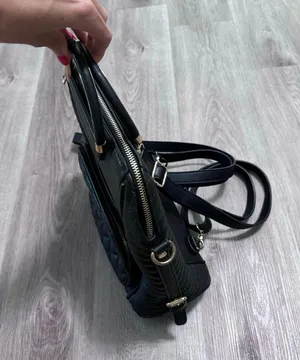 Black Bookbag Purse Quilted Large Handbag Diaper Bag thumbnail 5
