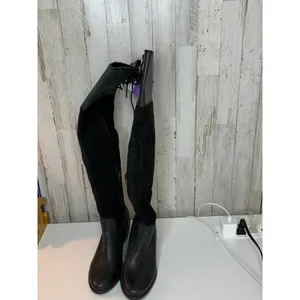 Lucky Brand Riding Boots Womens Size 6 Black Knee High Side Zip Block Heel thumbnail 2