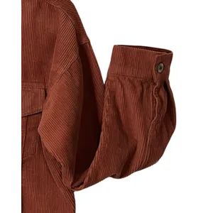 Forever 21 Top Womens Size Small Shacket Rust Color Button Up Collar Raw Hem thumbnail 6