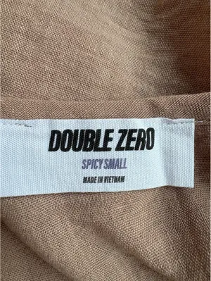Double Zero Spicy Small Beige Linen Midi Dress with Tie Back thumbnail 5
