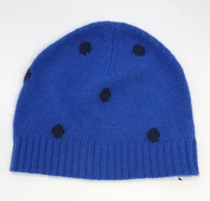 Talbots Cashmere Polka Dot Beanie Hat OS Blue Soft Warm Cozy Preppy Indie Winter thumbnail 1