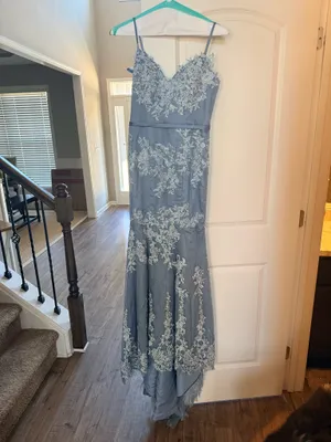 Trumpet/Mermaid Sweetheart Sleeve Long/Floor-Length Tulle Prom Dress With Appliqued thumbnail 2