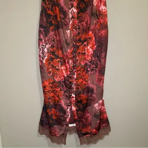 NEW Meshki Floral Lace Up Satin Midi Dress Women’s Size Large thumbnail 7