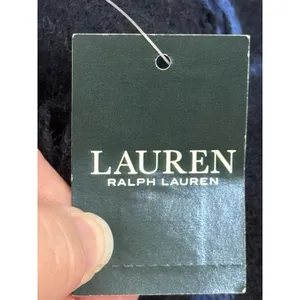 Lauren Ralph Lauren Blue Checked Large‎ Scarf Shawl 25•84" Fringe thumbnail 5