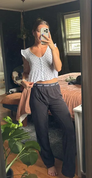 Checkered peplum top Blue thumbnail 1