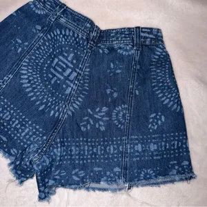 Free People We the Free Amelie Printed A-Line Denim Jean Shorts Size 27 thumbnail 8