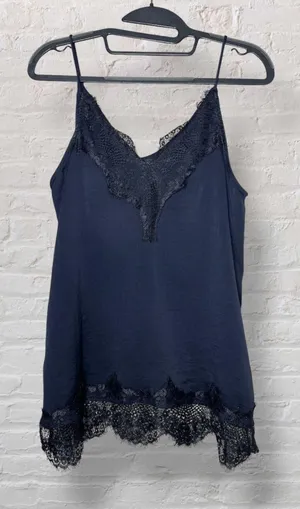 Topshop Navy Blue Lace Trim Cami Coquette Balletcore Y2k 4 thumbnail 1