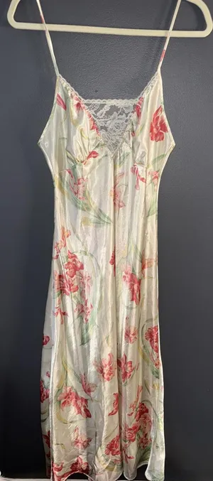 Cacique Floral Satin Chemise Nightgown with Lace Detail thumbnail 1
