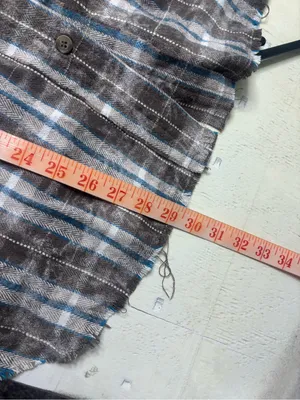 BKE Oversized Plaid Long Sleeve Shirt Medium Brown Blue Frayed Raw Edge Grunge thumbnail 5