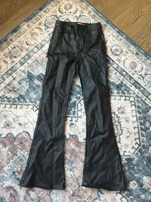 Edikted Leather Flare Pants thumbnail 1