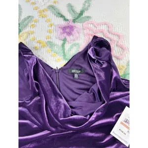 Kensie Purple Velvet Cowl Neck Ruched Sheath Dress Size‎ 12 thumbnail 7