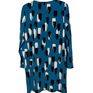 Apt. 9 Women's Long Sleeve Turquoise & Black Brush Stroke Print Dress Size M thumbnail 2