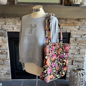 Vera Bradley Black and Pink Floral Tote thumbnail 3