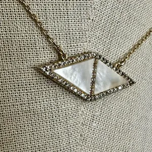 Anthropologie mother-of-pearl and rhinestone geometric necklace by Perry thumbnail 2