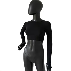 Gym Top T-shirt Crop Top Blouse Cover Up Tee Long Sleeve Sport Tee Slim Fit Top thumbnail 4