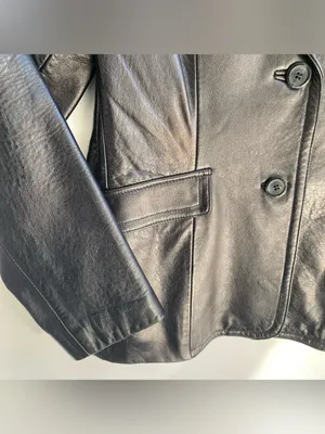 JLC New York vintage 90s Y2K black leather blazer jacket downtown girl winter M thumbnail 4