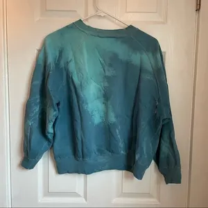 Vintage tie dyed blue crew neck sweatshirt cropped distressed thumbnail 4