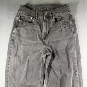 American Eagle 90s Boyfriend Jeans Womens 8 Faded Black High Rise Distressed thumbnail 3
