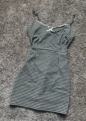 Urban Outfitters Black and White Gingham Mini Dress thumbnail 1