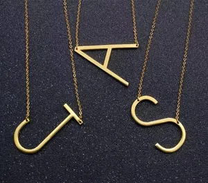 Gold Initial Pendant Necklace Letters A-Z thumbnail 4