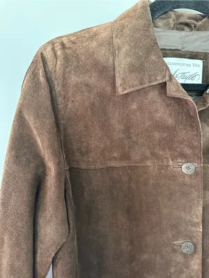 Lord & Taylor Brown Genuine Suede Leather Shirt Jacket Fully Lined size S* thumbnail 4