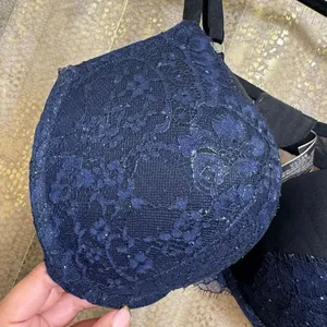 Victorias Secret Very Sexy Pushup Navy Blue Black Lace Rhinestone Bra 38DD thumbnail 5