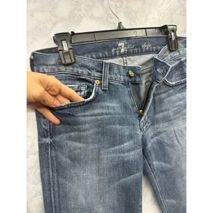 7 For All Mankind Dojo Cropped Flare Jeans Retro Y2K Boho Medium Wash Denim 28 thumbnail 7