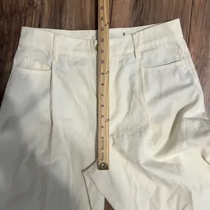Vince Cropped Wide Leg Pleated Pants Cream Linen Blend Culotte Minimalist Size 6 thumbnail 9