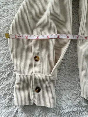 Small Beige Casual Button Down Long Sleeve with Oversized Fit Corduroy Style Tan thumbnail 8