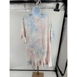 Surf Gypsy Eyelet Tie Dye Tassel Beach Dress Ruffle Flutter Sleeve M thumbnail 8