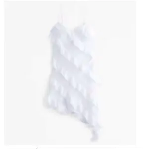 Abercrombie and Fitch White Ruffle Slip Asymmetrical Dress Size Large TALL NWT thumbnail 2