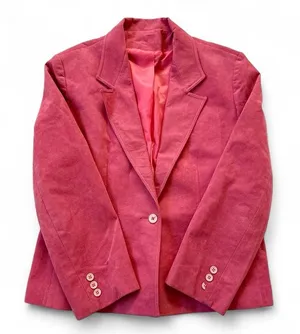 Vintage Pink Suede Blazer Jacket‎ Cropped Tailored 90s Womens Size Medium thumbnail 1