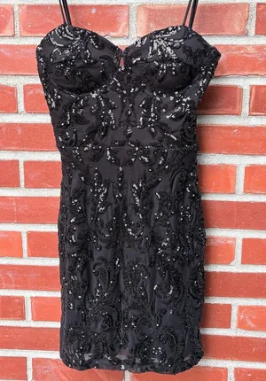 Windsor Black Sequin Embellished Mini Dress thumbnail 1