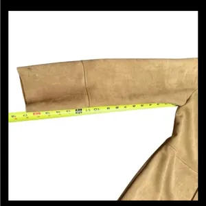 Premise Studio Faux Suede Leather Longline Jacket Trench Coat Camel Tan Size M ECU thumbnail 10