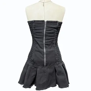 Edikted L B Mine Double Belted Denim Mini Dress Black Grunge Goth Y2K Edgy EGirl thumbnail 2