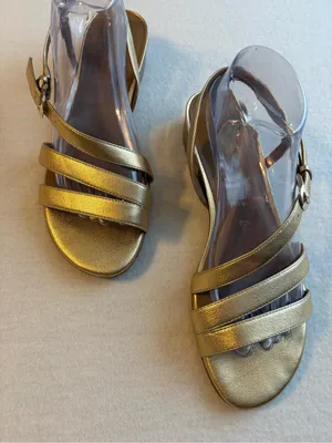 Naturalizer Metallic Gold Strappy Sandals thumbnail 1