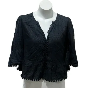 Madewell black short sleeve blouse thumbnail 1