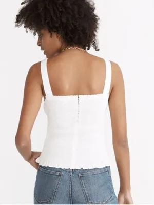 Madewell Lucie Smocked Tank Top White Size Small thumbnail 2