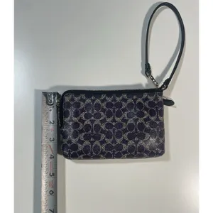 Coach Small Leather Wristlet Purse Cobalt Blue/ ‎ Navy thumbnail 4