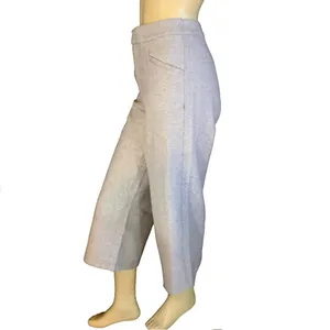 Haute Couture Beige Herringbone Pattern Wide Leg Gaucho Pants (S) thumbnail 3