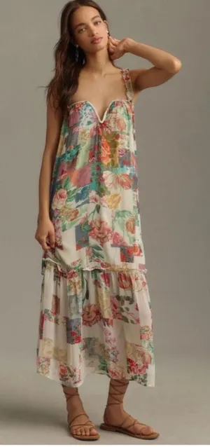 Anthropologie Dress Floral Maxi Boho Paisley thumbnail 1
