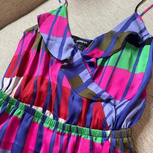 EXPRESS NWT Colorful Ruffle Small Tank Summer‎ Mini Dress Elastic Waist thumbnail 3